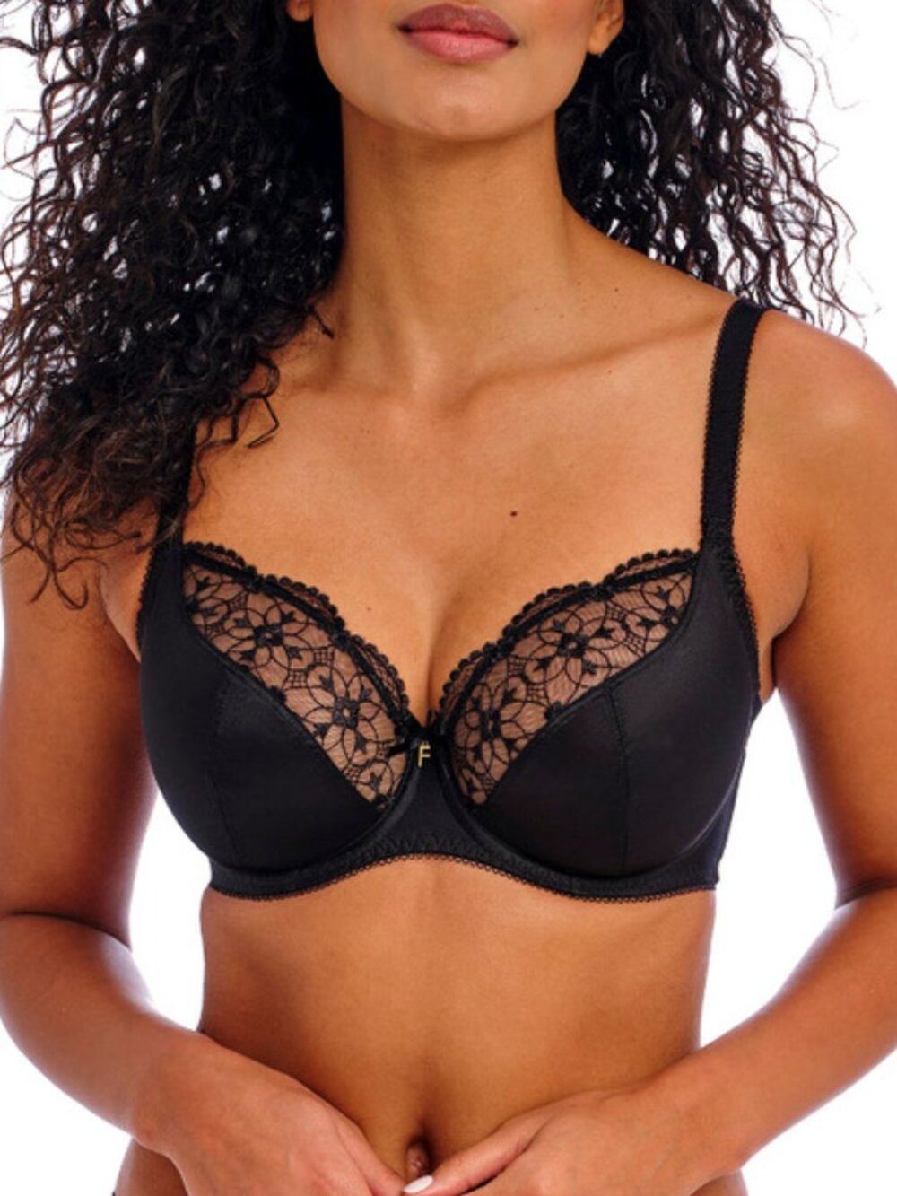NEW! Freya Black Hallie Underwired Plunge Bra Size 28J 50312